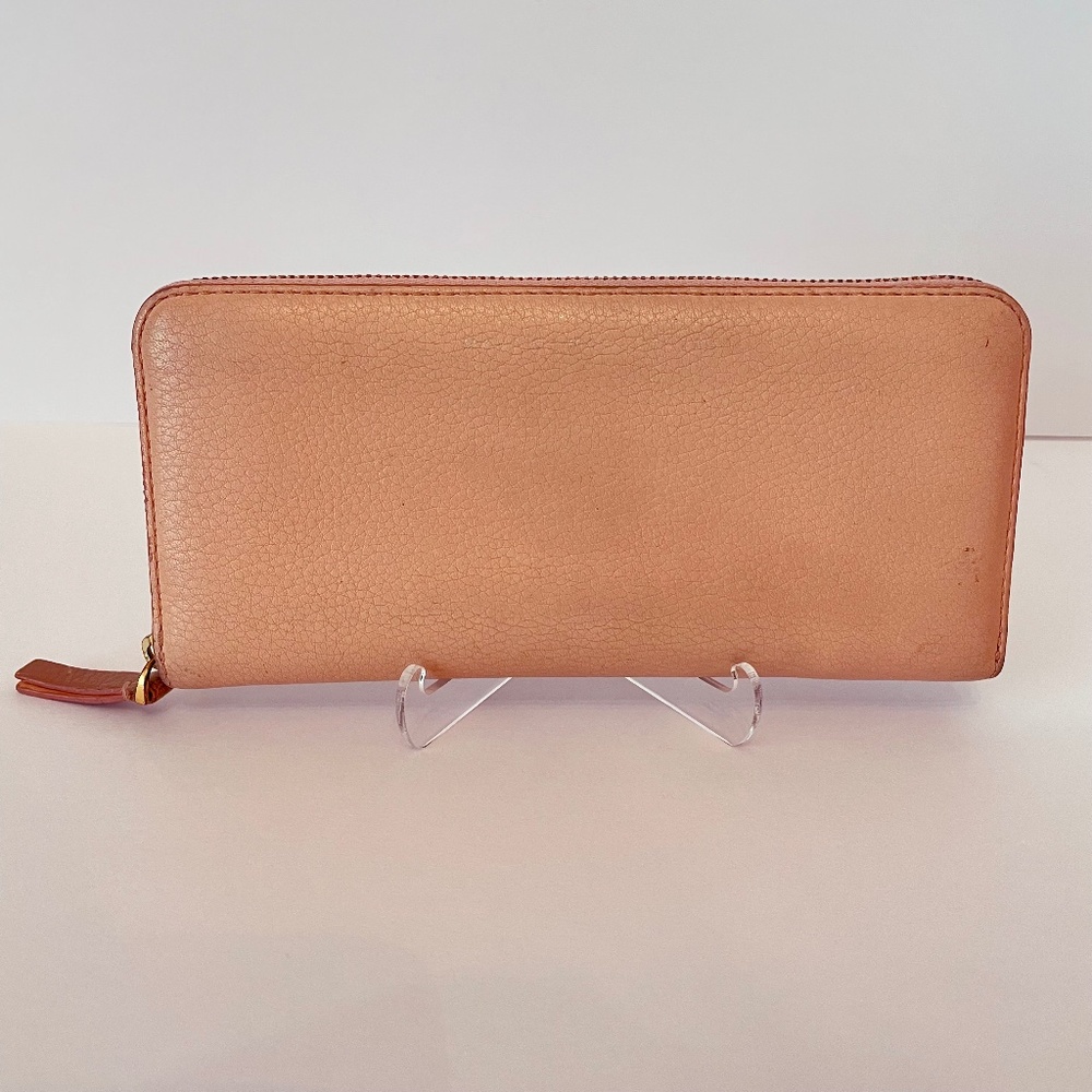 Marc By Marc Jacobs Pebbled Leather Zip Around Wallet Pink/Tan Multi